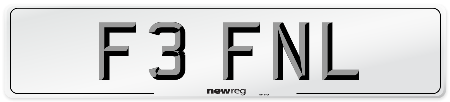 F3 FNL Number Plate from New Reg